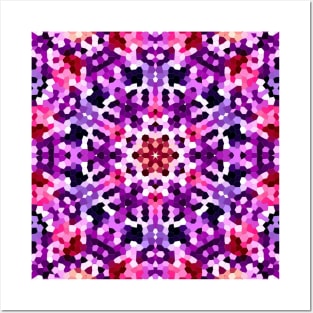 Vibrant Geometric Mandala in Pink, Purple and White Posters and Art